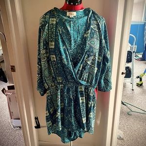 Elan Teal Romper - Patterned Coverup